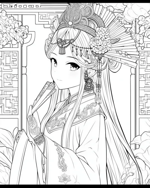 Elegant Princess Coloring Page preview