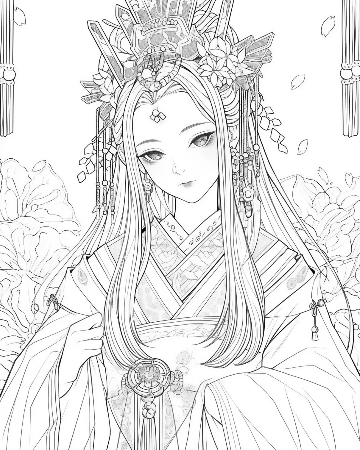 Oriental Beauty Coloring Page