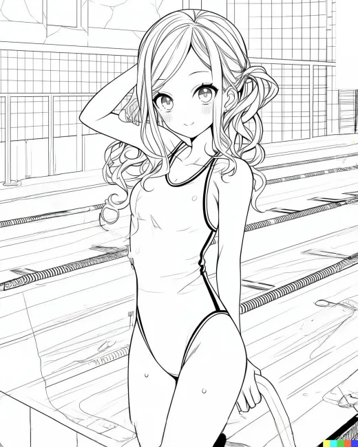 Swimmer Girl Coloring Page preview