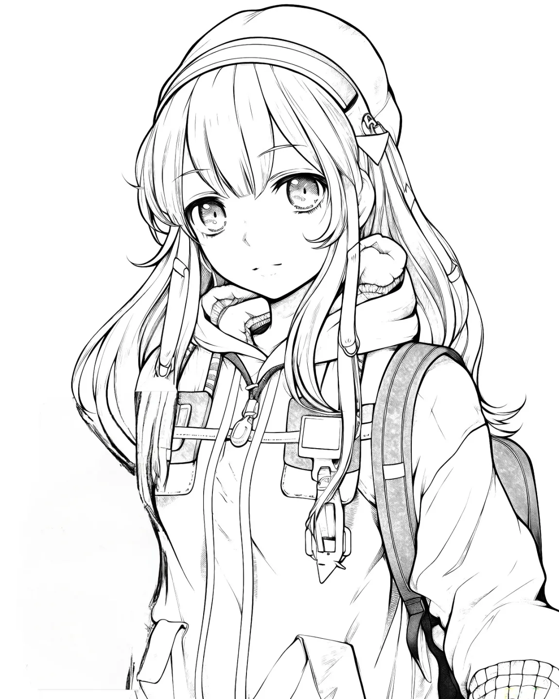 Charming Anime Girl Coloring Page