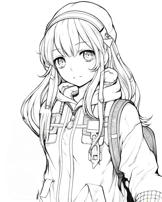 Charming Anime Girl Coloring Page preview