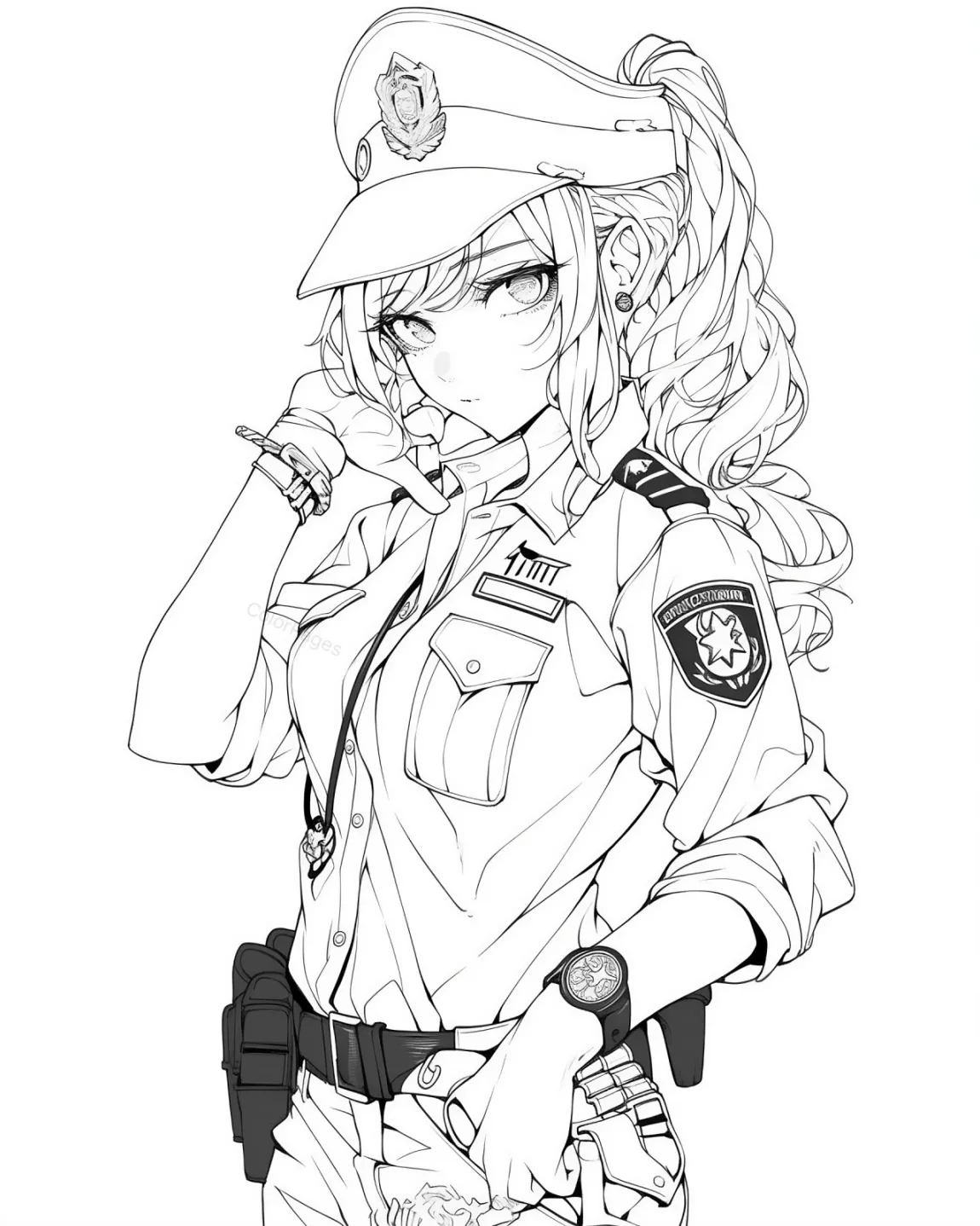 Stylish Police Officer Coloring Page