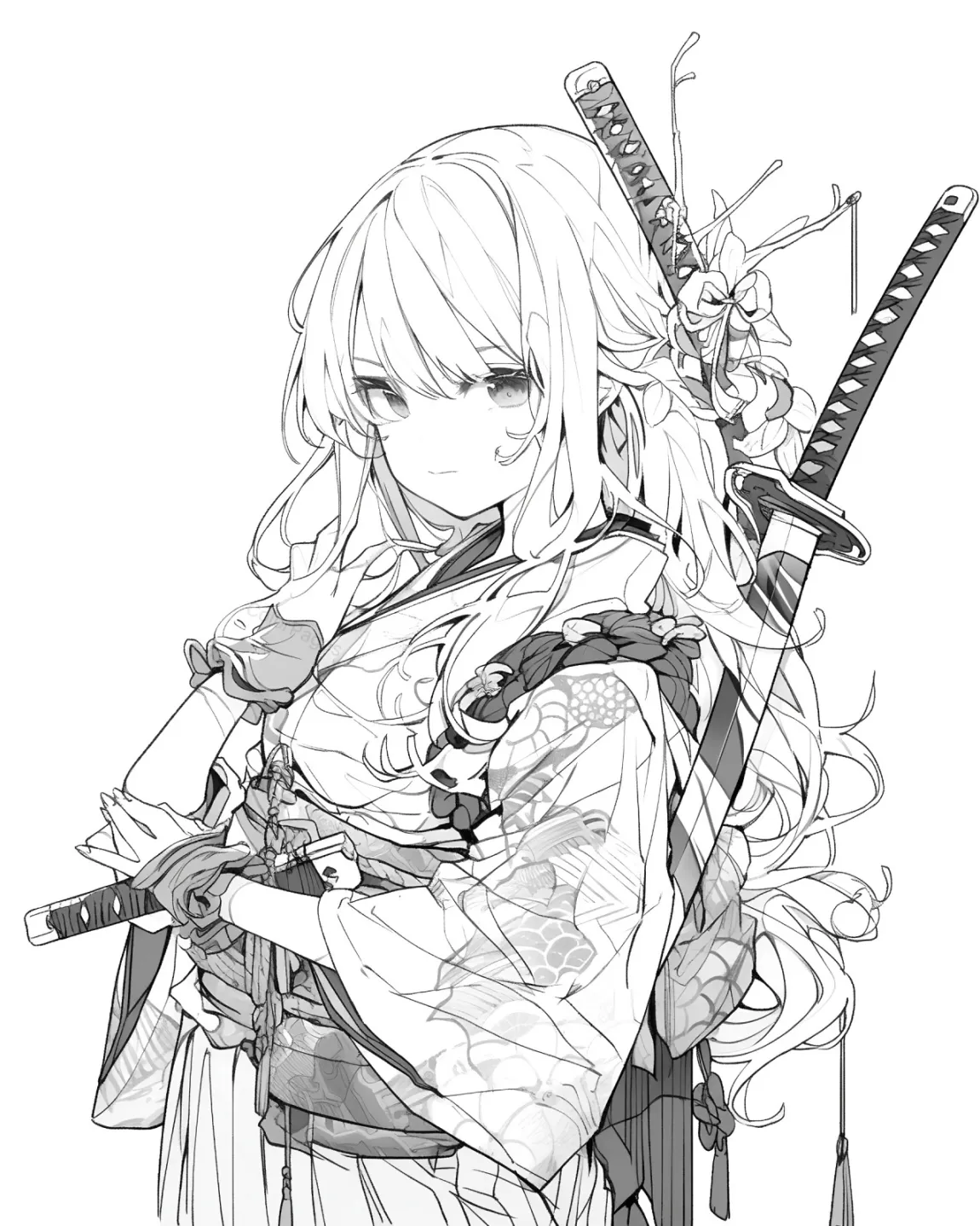 Elegant Warrior Coloring Page