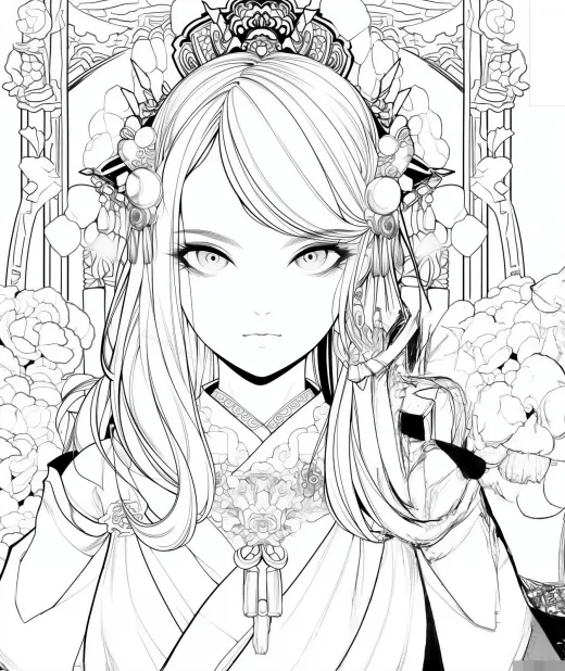 Enchanting Portrait Coloring Page preview