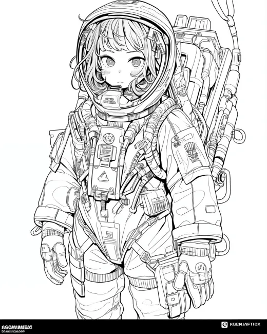 Cute Astronaut Coloring Page preview