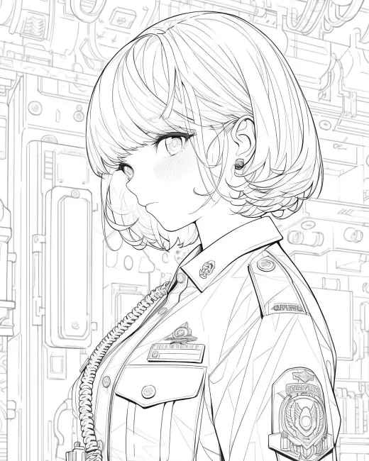 Charming Officer Coloring Page preview