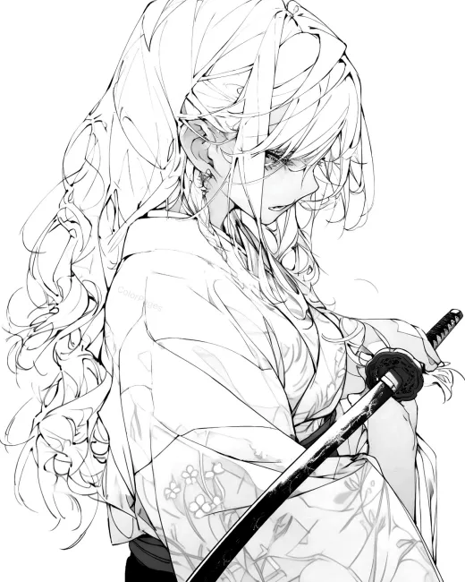 Elegant Warrior Coloring Page preview