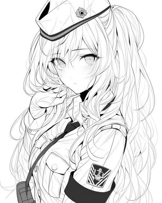 Charming Sailor Girl Coloring Page preview