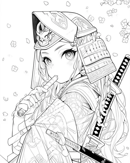 Serene Samurai Coloring Page preview