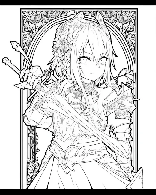 Fantasy Warrior Coloring Page preview