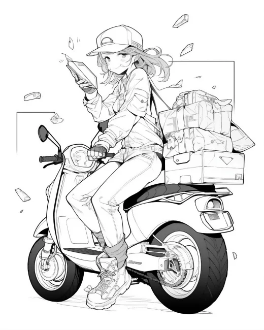 Adventurous Delivery Girl on a Scooter preview