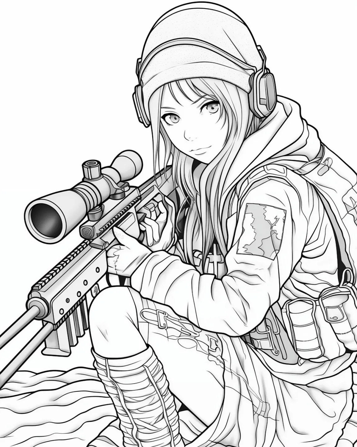 Adventurous Sniper Coloring Page