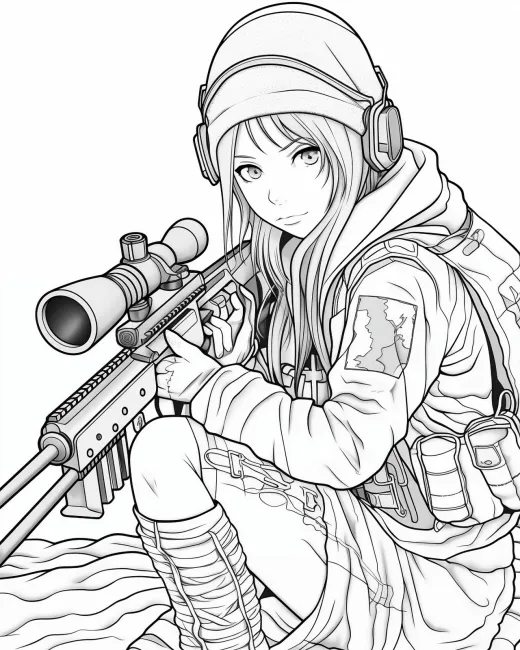 Adventurous Sniper Coloring Page preview