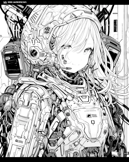Futuristic Cyborg Coloring Page preview