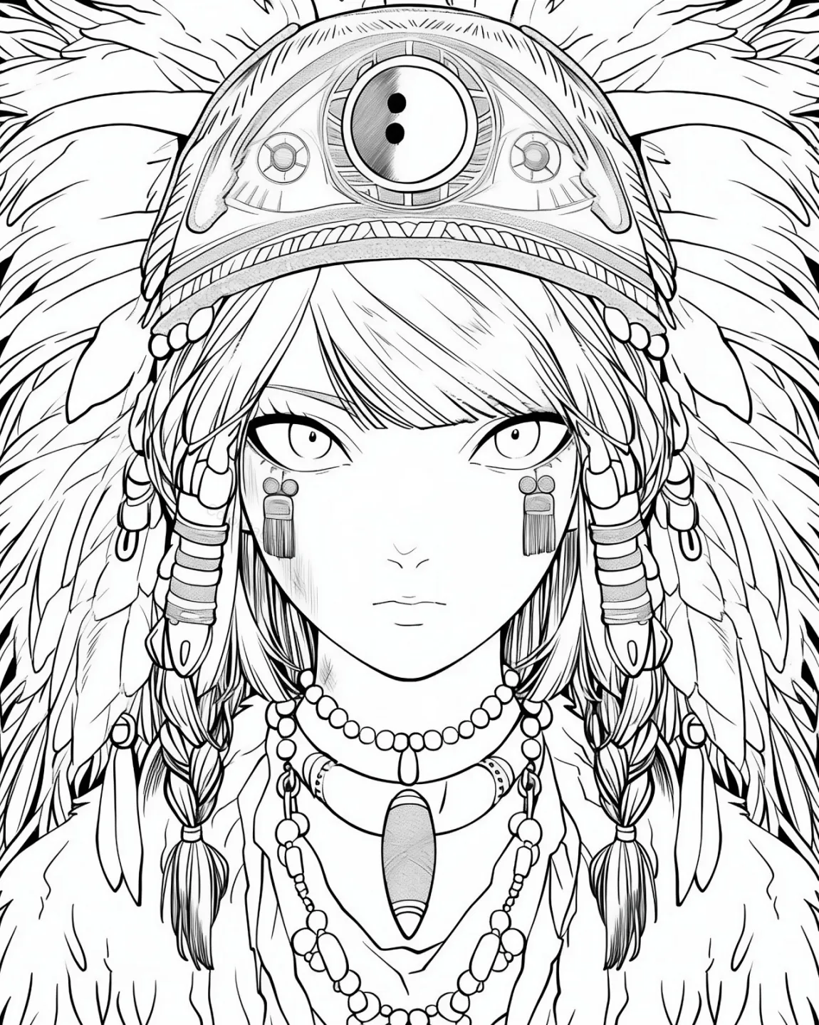Majestic Native Spirit Coloring Page