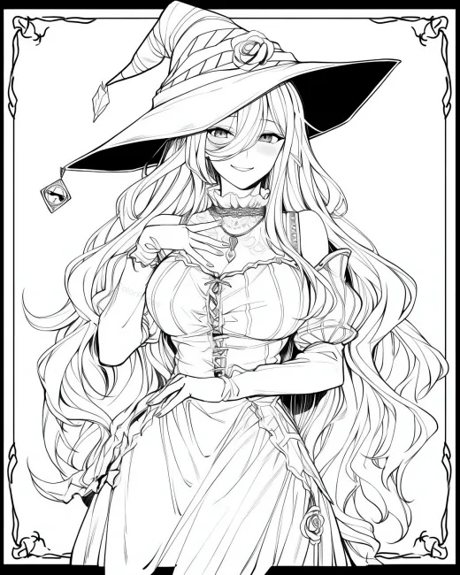 Enchanting Witch Coloring Page preview