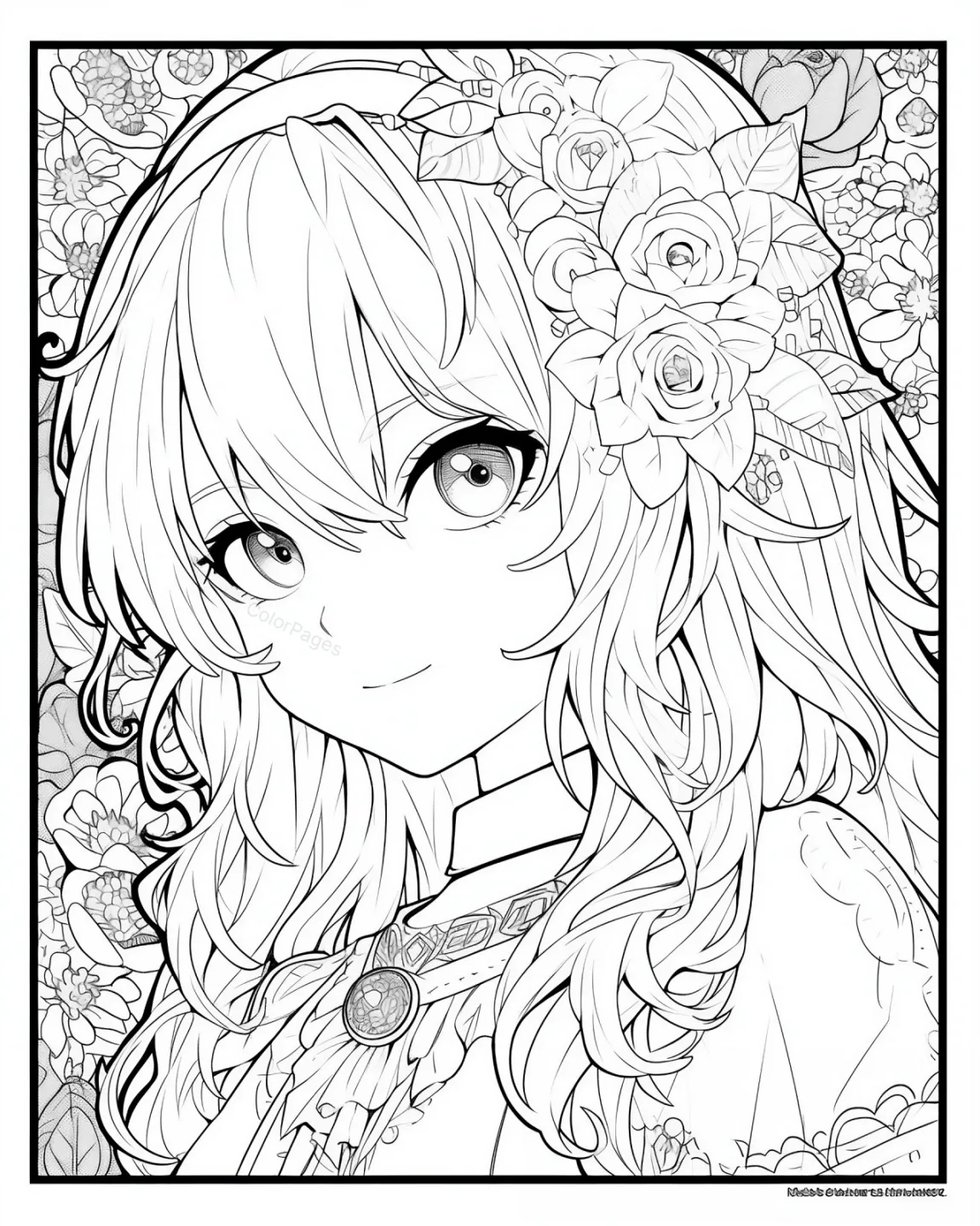 Enchanting Flower Maiden Coloring Page