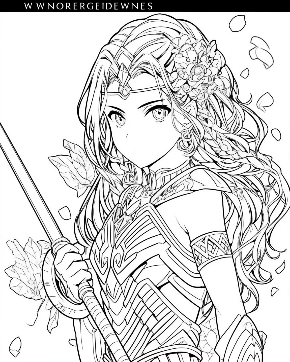 Empowering Warrior Princess Coloring Page