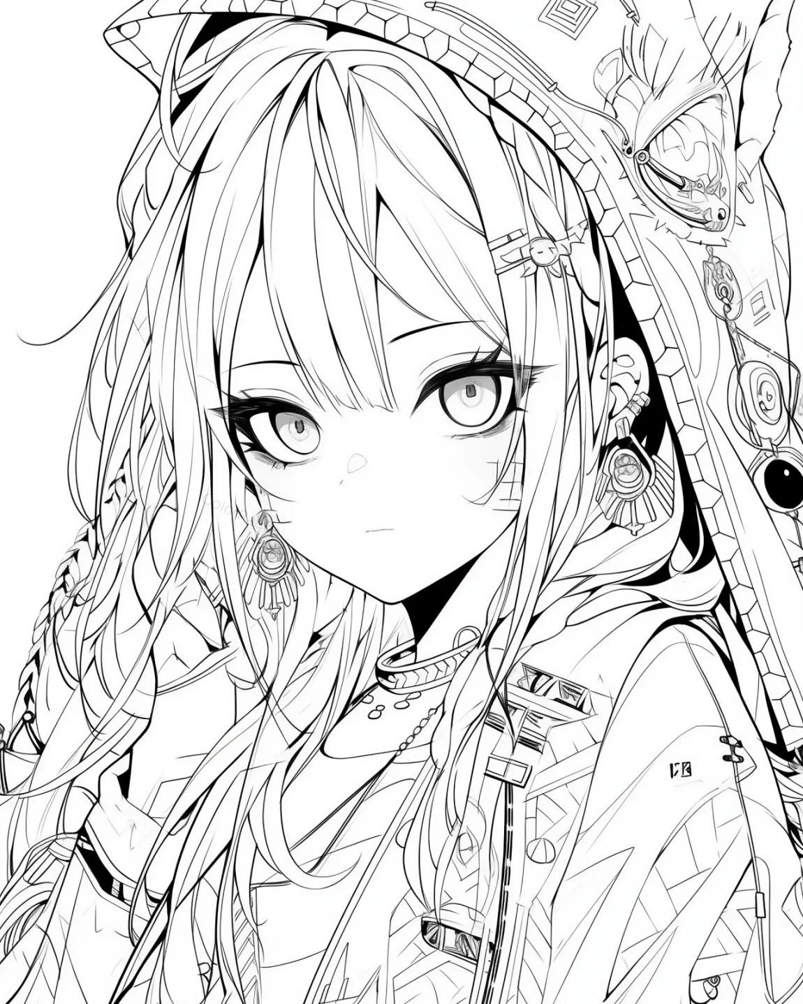 Intricate Anime Character Coloring Page