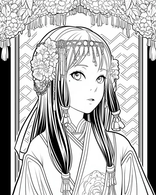 Elegant Coloring Page of a Young Girl preview
