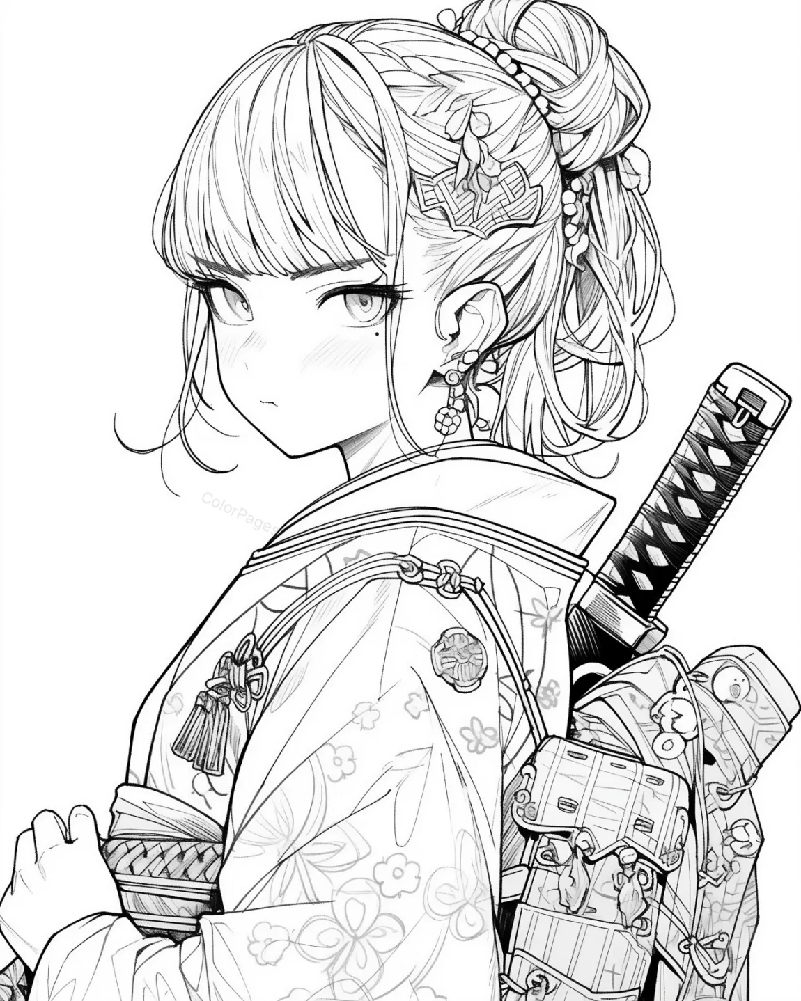 Elegant Warrior in Traditional Attire