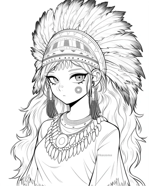 Elegant Warrior: A Coloring Page preview