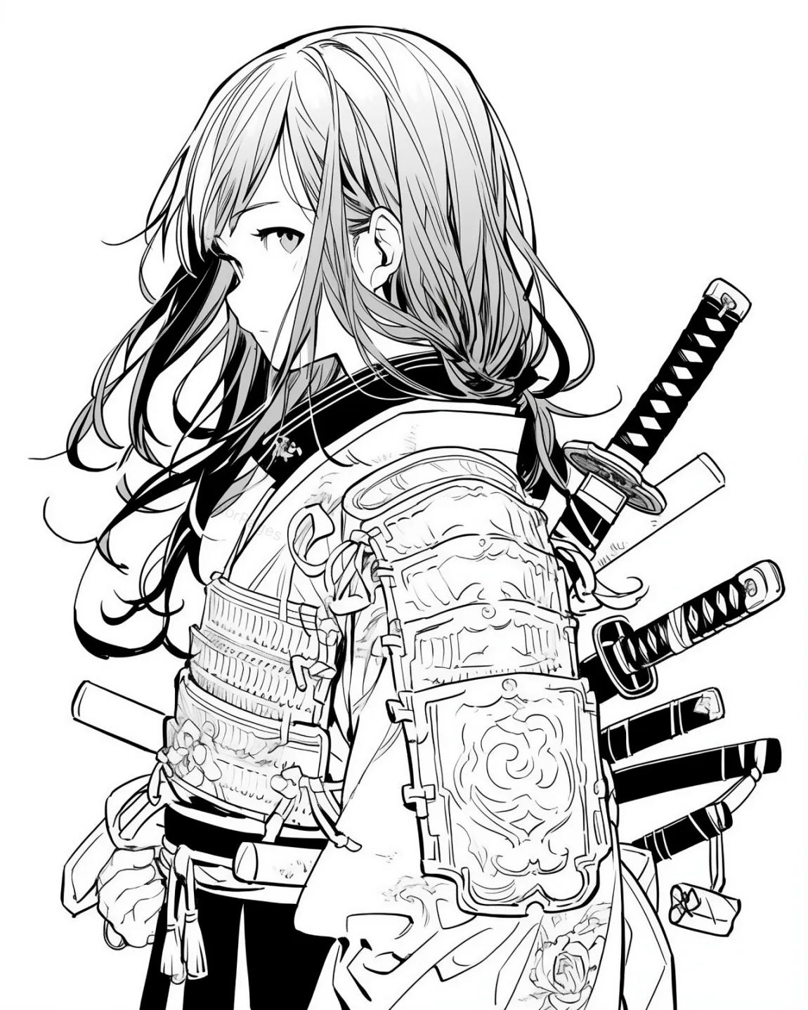 Samurai Girl Coloring Page