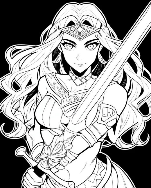 Empowered Warrior Coloring Page preview