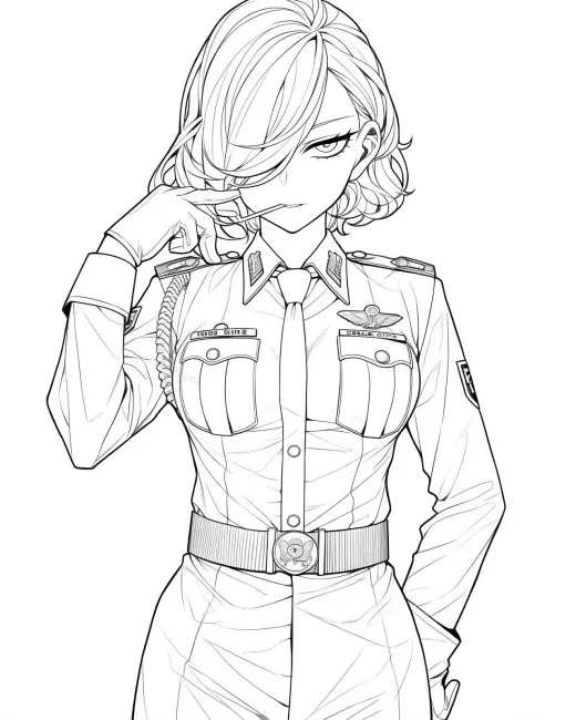 Confident Officer Coloring Page preview