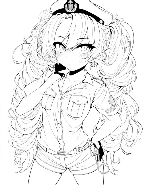 Cute Police Officer Coloring Page preview