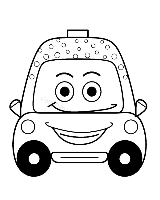 Cheerful Car Coloring Page preview