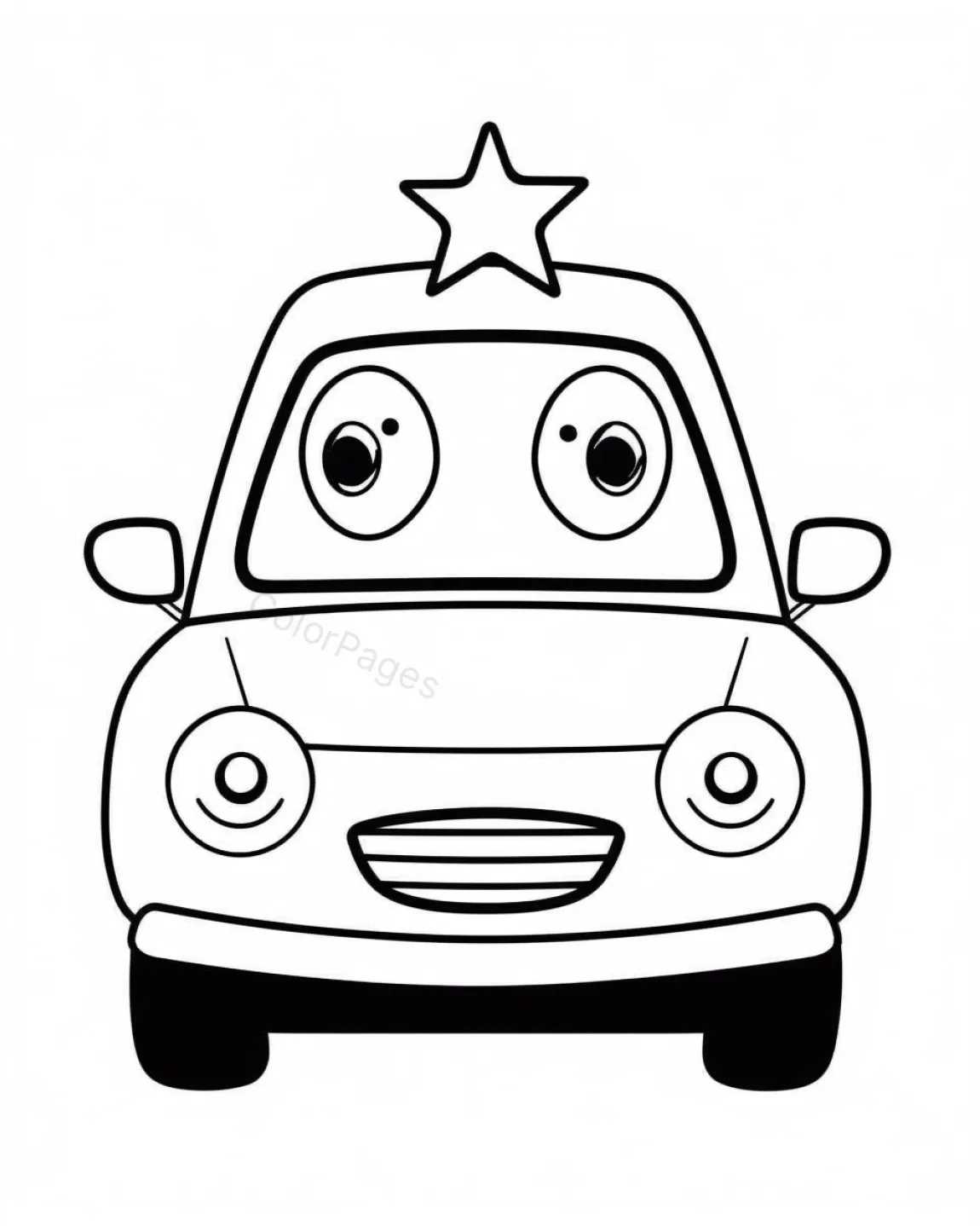 Cute Police Car Coloring Page