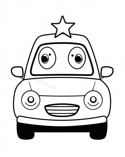 Cute Police Car Coloring Page preview