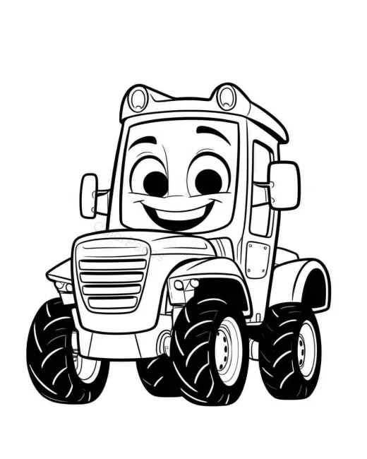 Cheerful Tractor Coloring Page preview