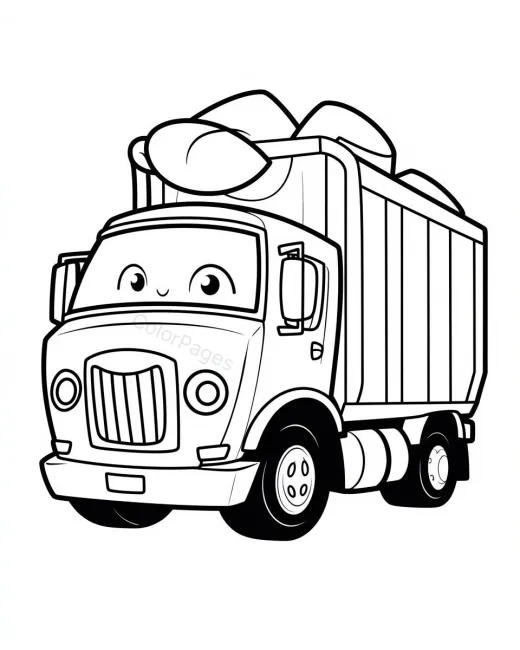 Cheerful Garbage Truck Coloring Page preview
