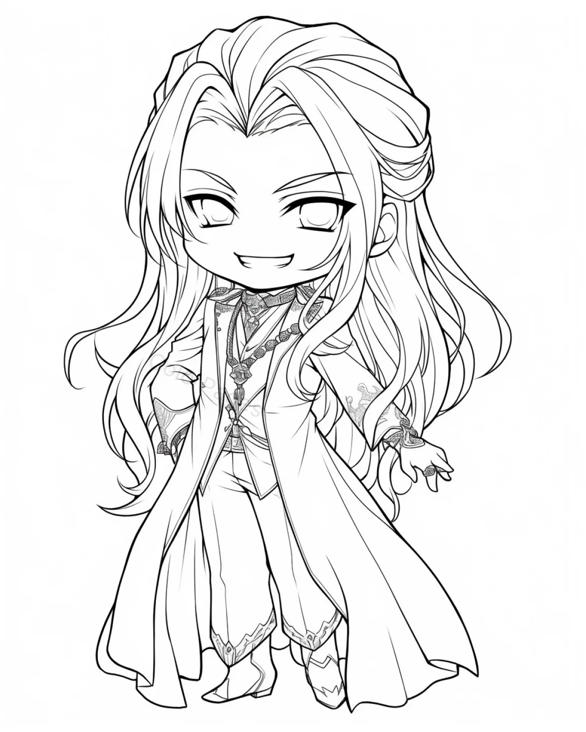 Charming Chibi Character Coloring Page