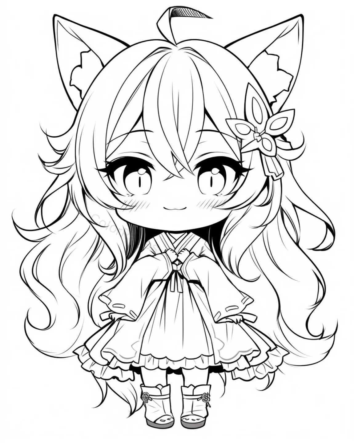Cute Chibi Character Coloring Page