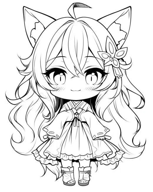 Cute Chibi Character Coloring Page preview