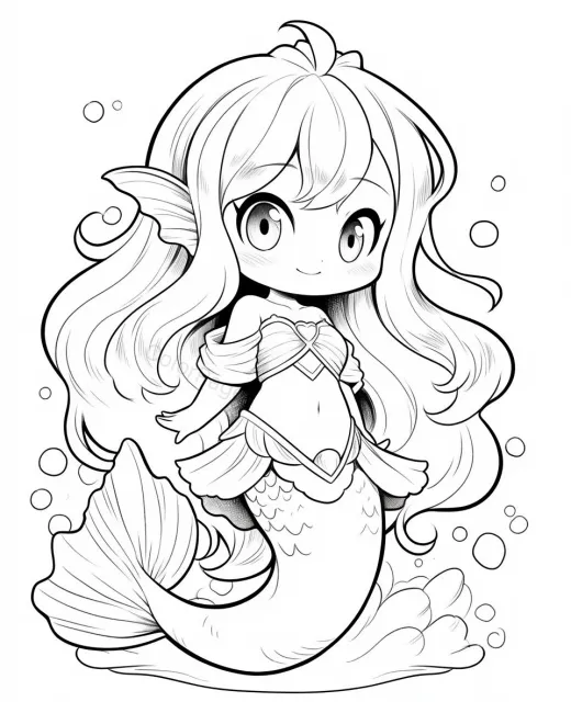 Charming Mermaid Coloring Page preview
