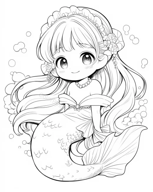 Charming Mermaid Coloring Page preview