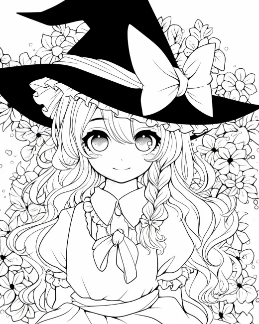 Whimsical Witch Coloring Page preview