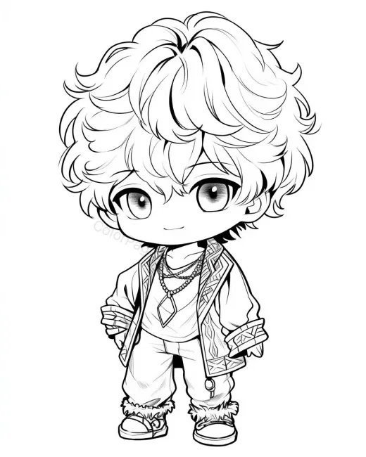 Charming Chibi Character Coloring Page preview