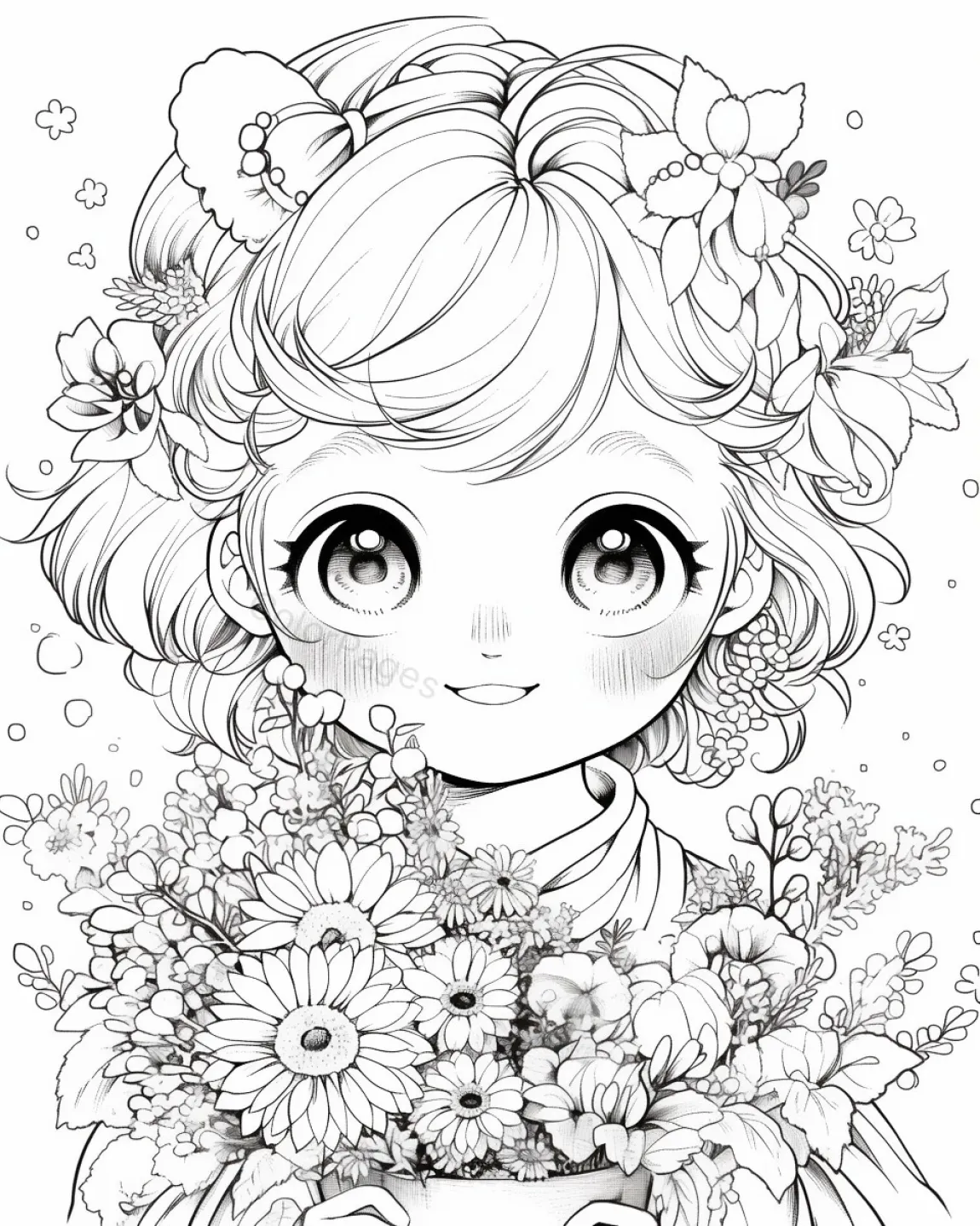 Charming Flower Girl Coloring Page