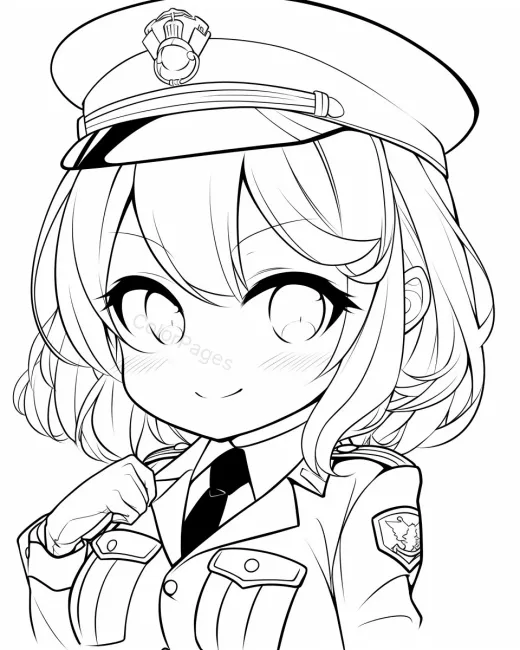Cute Police Officer Coloring Page preview