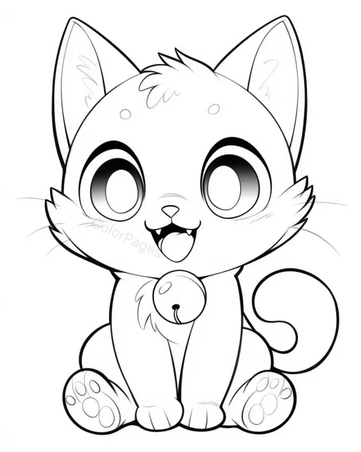 Adorable Cat Coloring Page preview