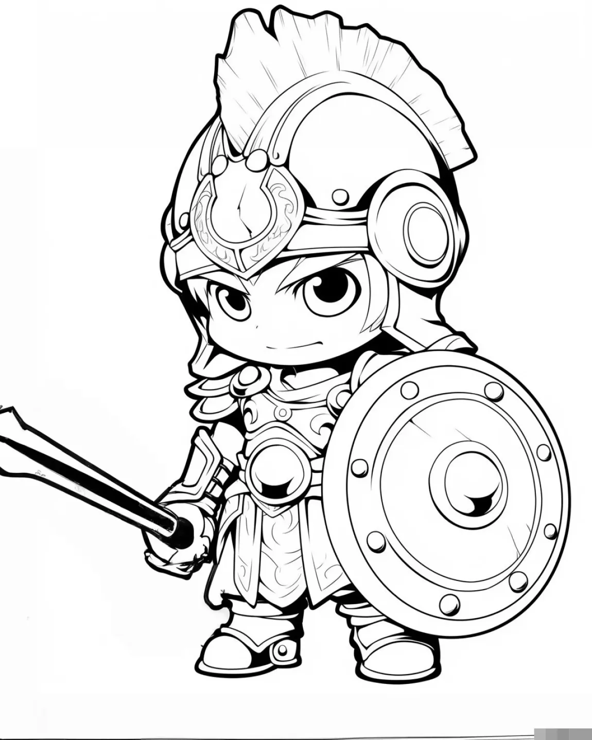Charming Chibi Warrior Coloring Page