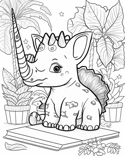 Adorable Dinosaur Coloring Page preview