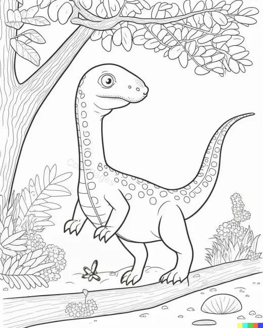 Friendly Dinosaur Coloring Page preview