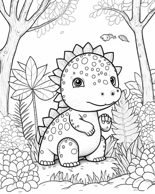 Cute Dino Coloring Page preview