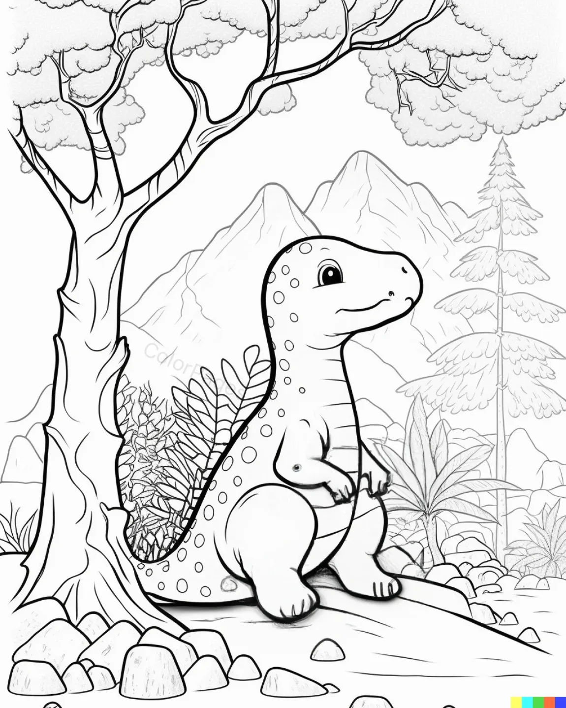 Cheerful Dinosaur Coloring Page